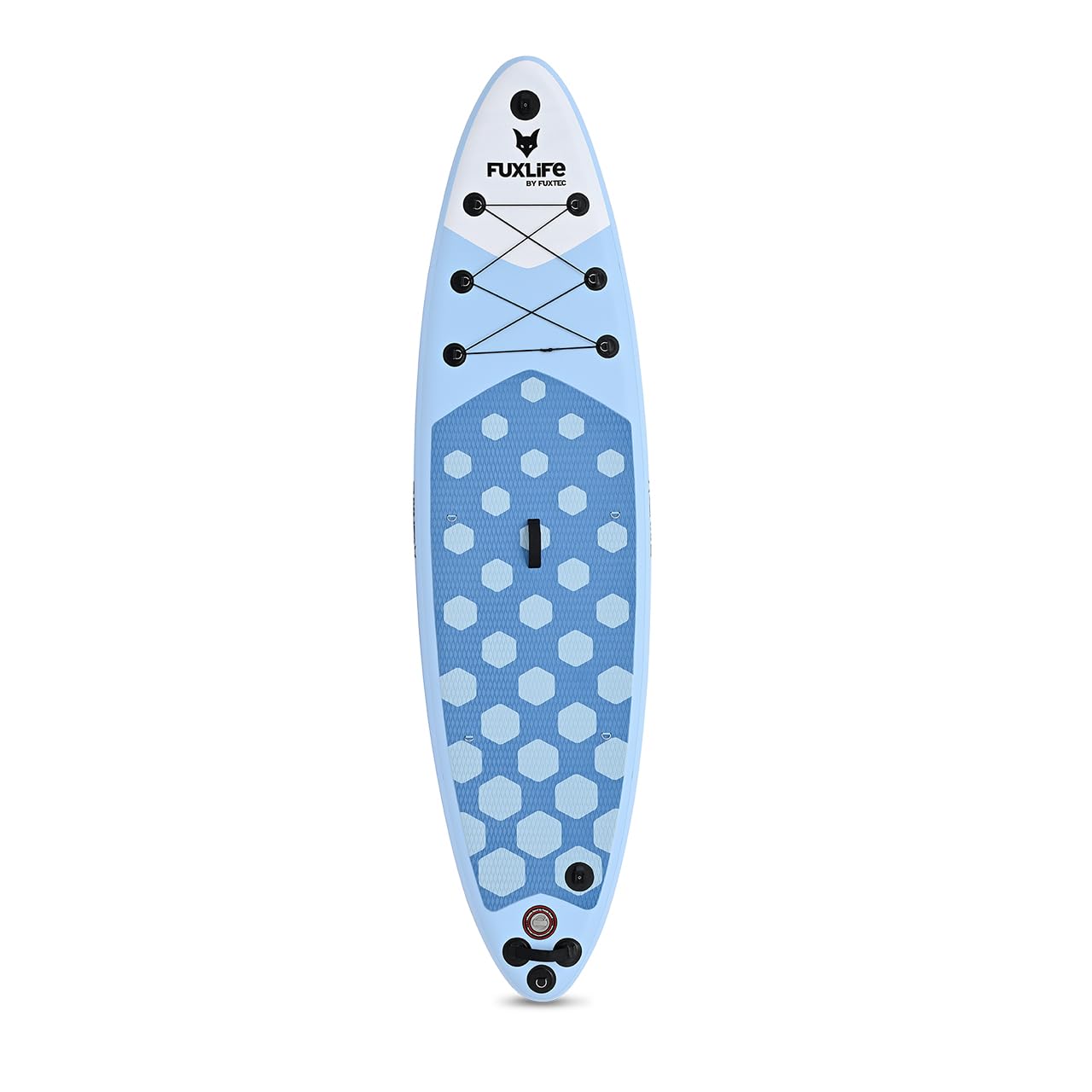 FUXLIFE Deska SUP FX-SUP320D1 niebieska nadmuchiwana - wioslo stojace dla doroslych - 320 x 81 x 15 cm - obciazenie do 150 kg - z pompka, torba, wioslem i 3 pletwami w zestawie