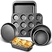 Produktbild Deik Backformen Set 6-teilig, Brat und Auflaufform, Muffinform für 12 Muffins, Pizzablech, Brotbackform, 2 Stücke Kuchenform Runden (6 / 8) mit Abnehmbar Auslaufsicher Boden, Antihaftbeschichtung