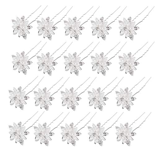Yantu Womens Flower Hair Pins Bridal Wedding Hair Pin With Crystal (Pack Of 20) (Big Flower 1) #TOP5