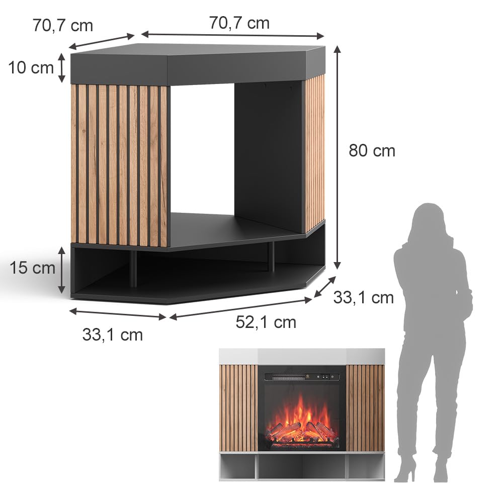Vicco Chimenea eléctrica Lynea, Negro, 100 cm