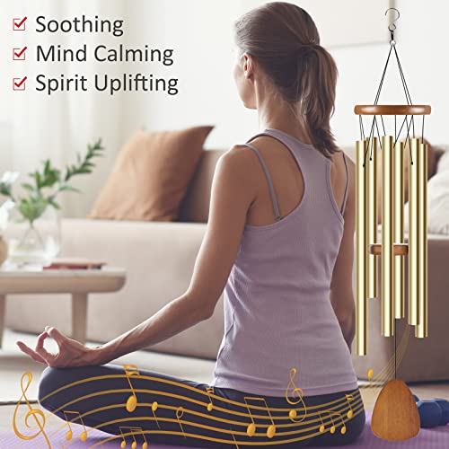 Sympathy Wind Chimes For Outside Deep Tone, 32'' Large Aluminium Memorial Gift Wind Chimes Outdoor Clearance For Loss Of Loved, Soothing Windchimes, Home Garden Patio Decor, Gift For Unisex (Gold) #TOP3