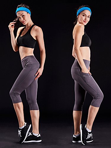 Neleus 3 Pack Workout Running Capris Tummy Control High Waist Yoga Leggings Yoga Pants,9027,Black,Grey,Blue,L,Eu Xl #TOP4
