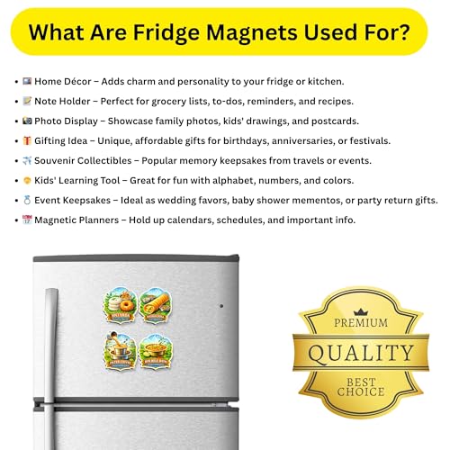 Image of Regalo Casila Bangalore Food Tourism Souvenir Wooden Fridge Magnet Set of 4 Idli Vada Masala Dosa Filter Coffee Bisi BeLe Bath Refrigerator Magnets