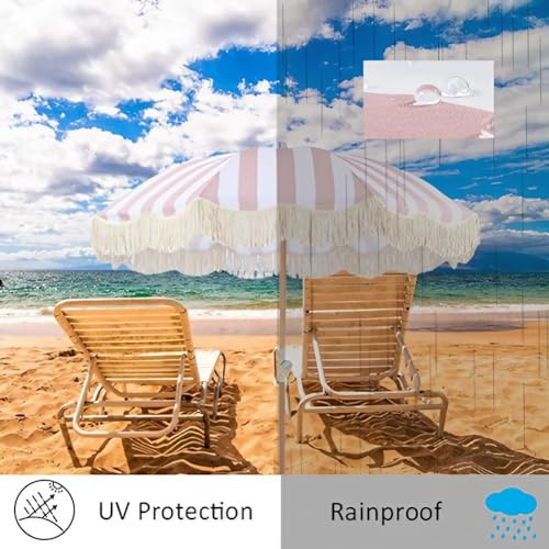Parasol de plage 2m de qualité supérieure avec finitions bohèmes - 6