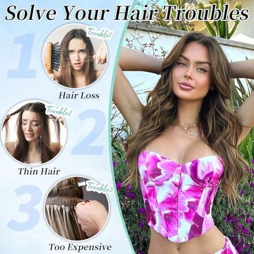 Image of KooKaStyle Hair Extensions 20 inch Balayage Chocolate Brown to Caramel Blonde