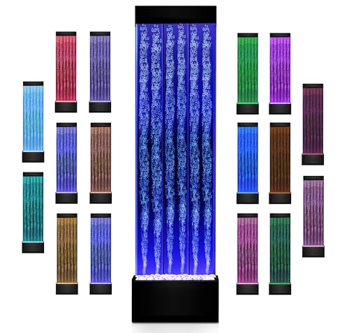 Bubble Wall Waterfall Fountain Indoor Water Wall LED Lamp with Acrylic Display for Sensory Room with 16 Colors 4 Light Effects 65 x 16 Inch