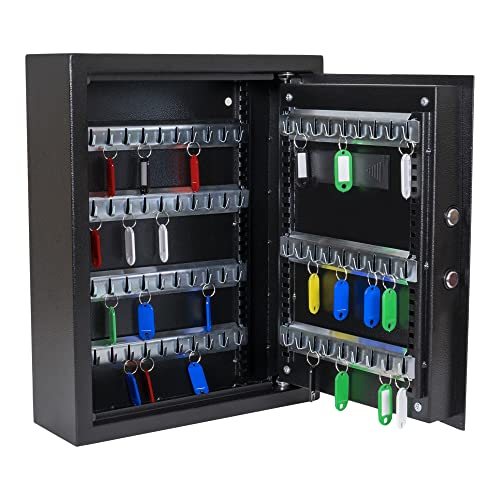 STIER Schlüsseltresor/Schlüsselkasten mit Elektronikschloss, 71 Haken, Verrieglung durch Code, Tür doppelwandig, inkl. Notschlüssel, Schlüsselbox, 8-stelliger Code