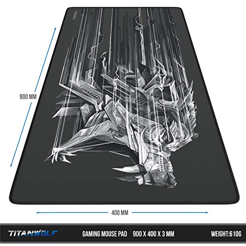 Image of TITANWOLF XXL Speed Gaming Mouse Pad - Mouse Mat 900 x 400 x 3 mm - XXL mousepad - table mat large size - improved precision and speed - rubber base for stable grip on smooth surfaces - non slip