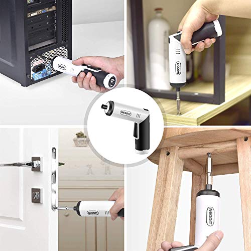 NEODIT 電動ドライバー 電動ドリル 32本ビット 1本延長棒 プロのシャドウレスライト装備 3.6V 1500mAh 大容量 USB充電 6N·m 正逆切替 LED残量表示 小型 軽量 DIY 家具の組み立て 日本語取扱説明書 収納袋付き 白 7枚目