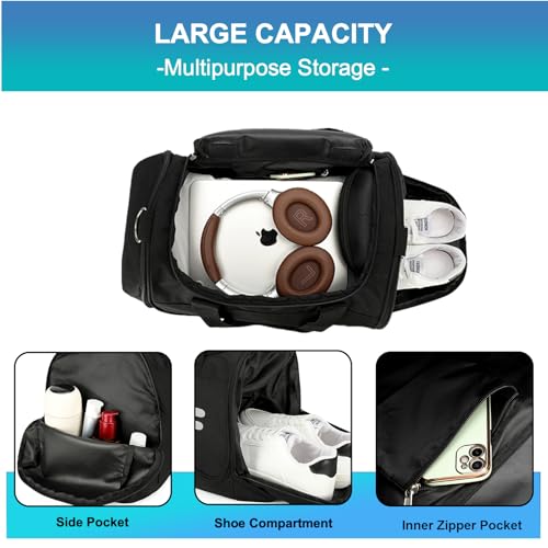 Urbanstand Gym Bag for Men & Women - 40L Duffel Bag with Shoe Compartment, Carry On Overnight Water Resistant Duffle Bag for Travel, Sports, Fitness & Workout, Black4
