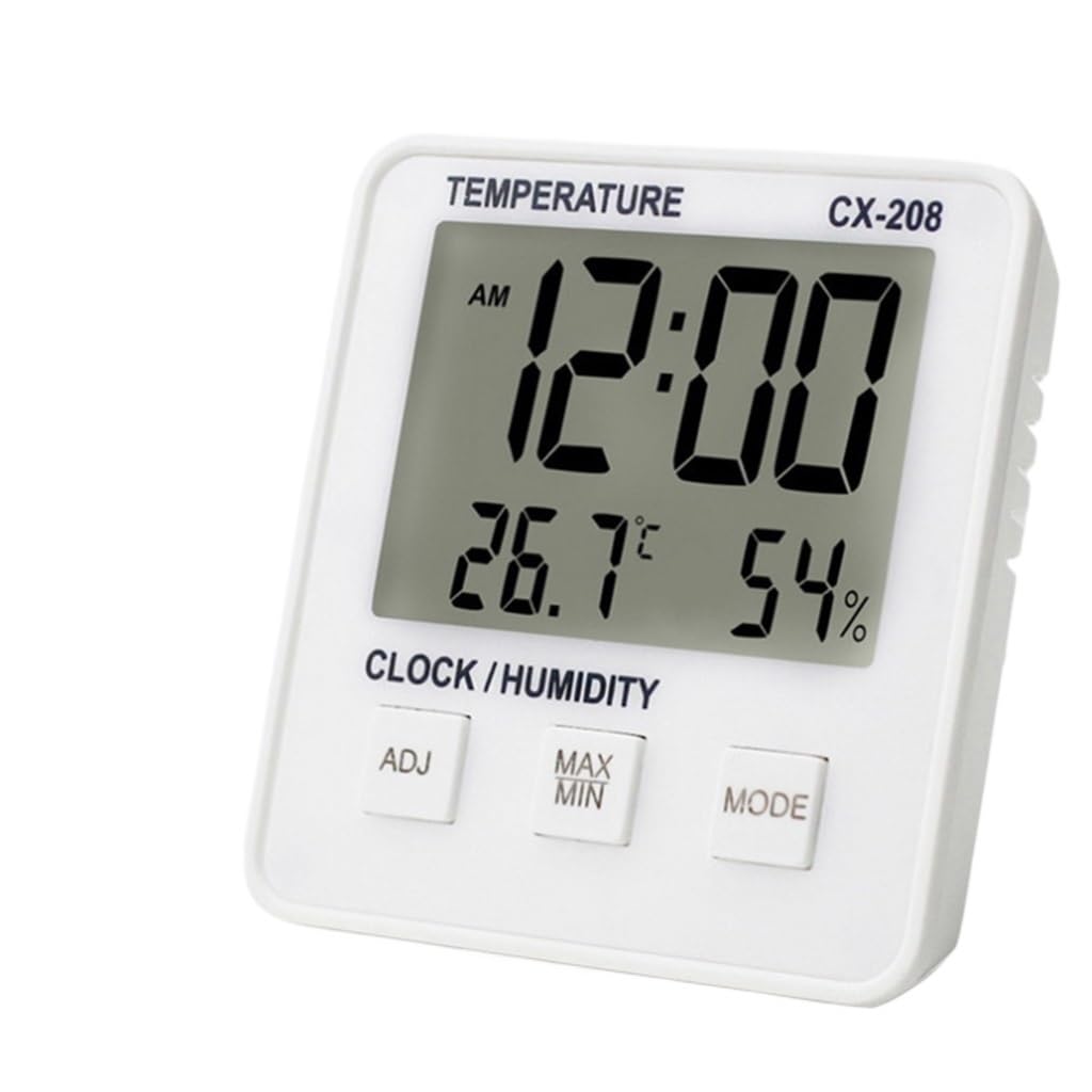 Misuratore di Temperatura e umidità Interna, igrometro Domestico, Sveglia Che Suona Tutto Il Tempo