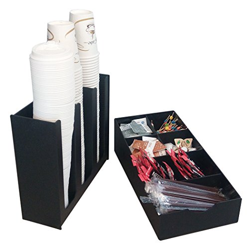Haitian Coffee Condiment Organizer Cup Holder 7 Compartments For Storage Rack, Office And Home Use, Handmade Of 3Mm Abs Sheet, Color Black #TOP4