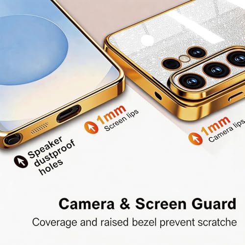 Image of Misscase for Samsung Galaxy S26 Ultra Case Compatible with MagSafe,Built-in Camera Lens Protector Full Protection Soft TPU Anti-Scratch Anti-Fingerprint Magnetic Glitter Slim Case Cover Gold