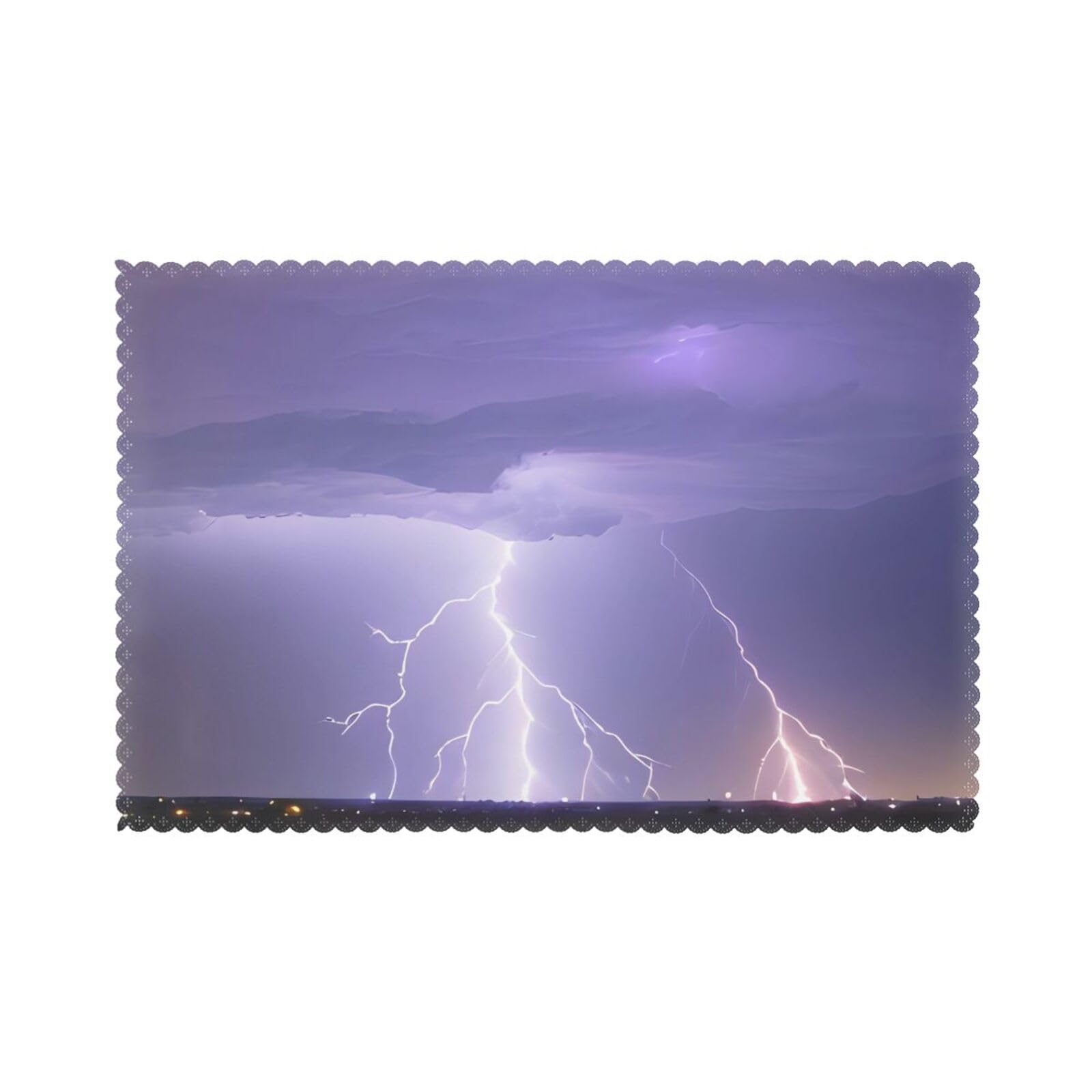Lightning Storm Placemats set of 6, insulated, washable, suitable for kitchen, dining room, parties, etc.