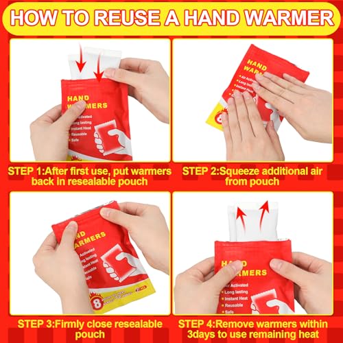 Jenaai 50 Pcs Hand Warmers 3.5x2.1\'\' Resealable Emergency Hand Warmers up to 8 Hours of Heat Across 72 h (hours) Long Lasting Safe Natural Odorless Air Activated for Cold Winter Skiing Hiking Survival