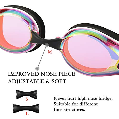 Aegend Swimming Goggles with Adjustable Bungee Strap, No Leak Anti-Fog UV Protection Mirrored Swim Goggles Adults (2 Pack) - image 4