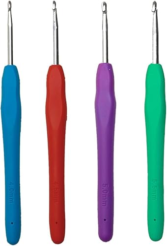 Miniatura 7 de Tamaño 0.197 in, 0.217 in, 0.236 in, 0.256 in, juego de ganchos de ganchillo para manos artríticas, asas ergonómicas de agarre suave, agujas de