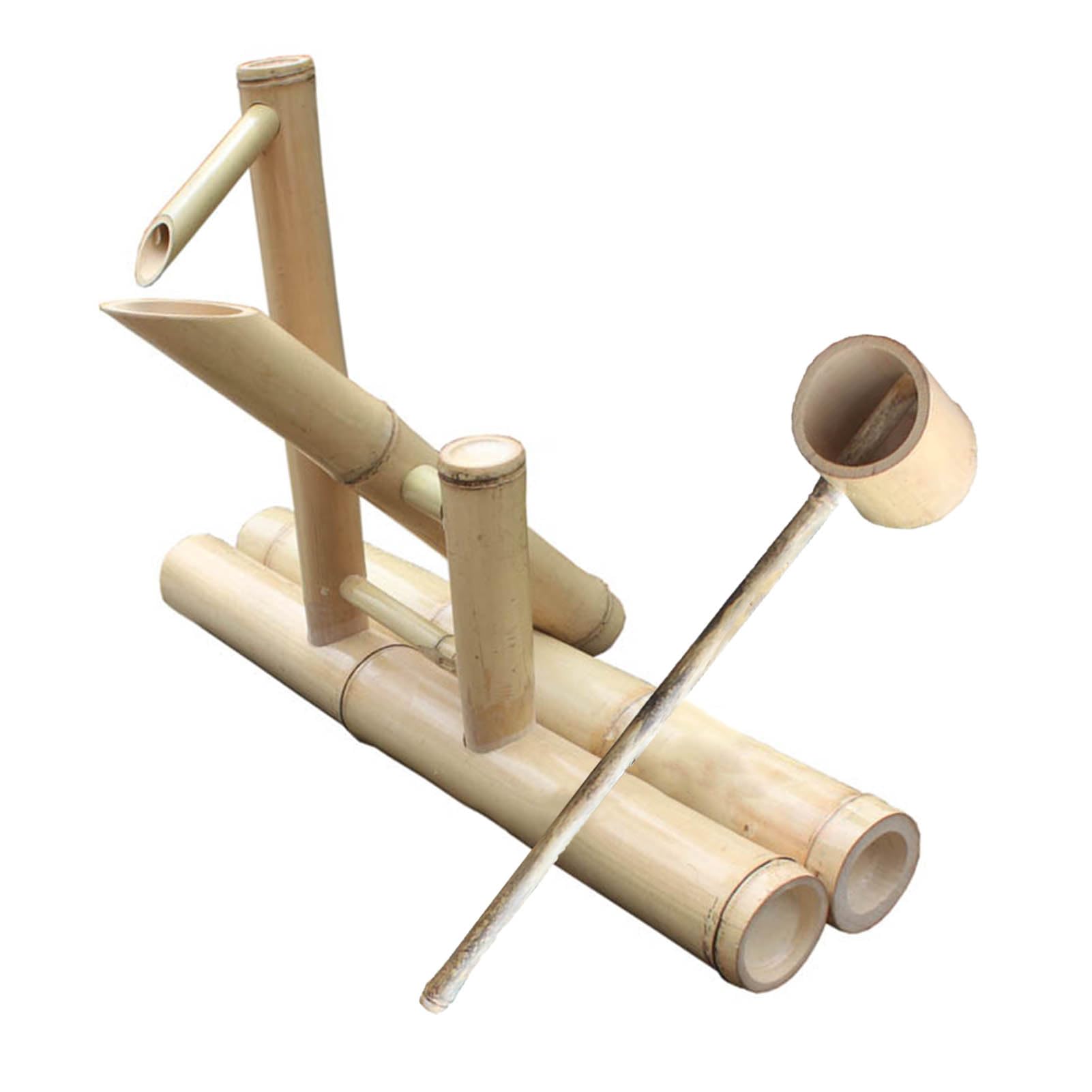 JTWWDM Rocking Bamboo Fountain Kit with Pump, Handmade Natural Bamboo Water Feature, Traditional Flowing Water Ornament for Zen Garden, Patio & Backyard