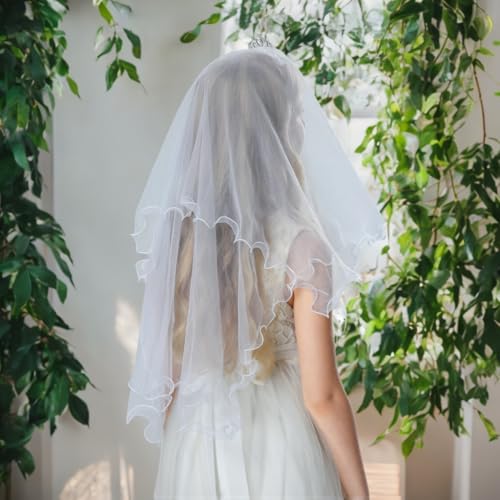 First Holy Communion Veil for Girls Kids White Headband Lace Veils Church Weeding Ceremony4