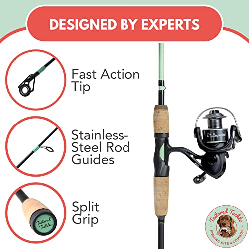 Tailored Tackle Universal Multispecies Rod And Reel Combo Fishing Pole | Freshwater & Inshore Saltwater | Poles 6 Ft 6 In Rods Medium Fast Action | Spinning Reels 7Bb | Combos L & R Handed #TOP2