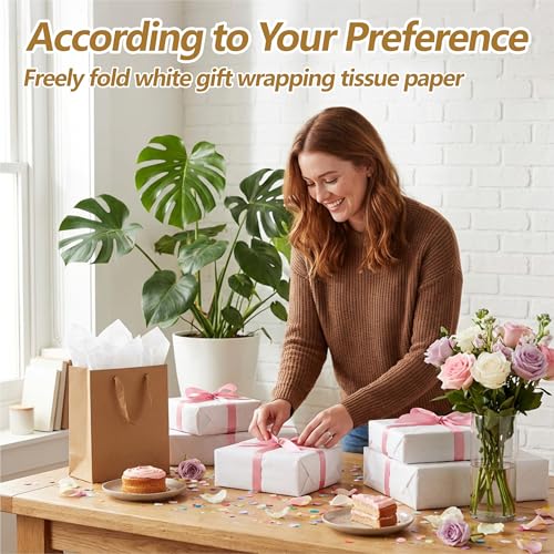 Image of Bobobag 100 Sheets White Tissue Paper 20 inchX14 inch Tissue Paper for Gift Bags, Gift Wrapping Tissue, Christmas Tissue Paper Anniversary Holiday Decoration Arts Craft