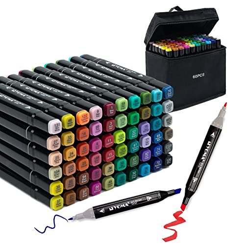 Y YOMA 60 Dual Tip Markers Alcohol Markers Brush Tip Set,Unique Colors