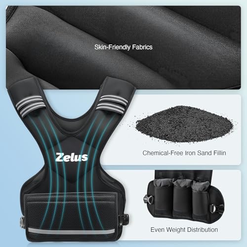 Image of ZELUS Weighted Vest for Men and Women | 4-10lb /11-20lb /20-32lb Vest with 6 Ironsand Weights for Home Workouts | Adjustable Body Weight Vest Exercise Set for Cardio and Strength Training