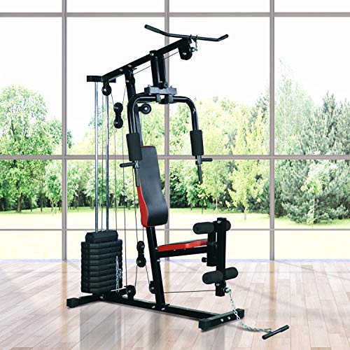 HOMCOM Fitnessstation Kraftstation Multigym Fitnesscenter Fitnessgerät Latzug Beincurl – Bild 3
