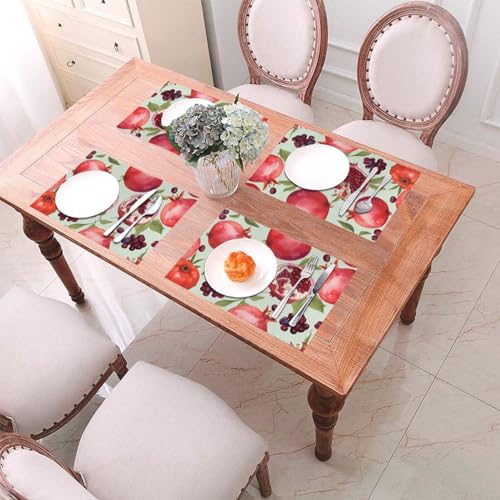 Set de table antidérapant résistant à la chaleur en PVC tissé motif grenade