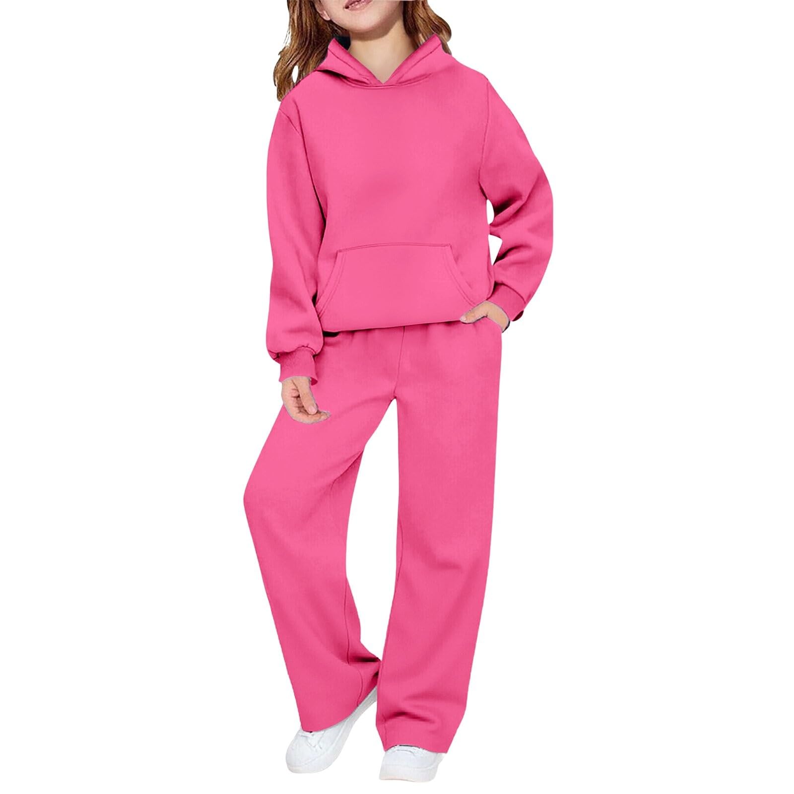 Conjunto deportivo de 2 piezas para niñas, con estampado de corazón, manga larga, sudadera con capucha y pantalones deportivos de pierna ancha, para la escuela, ropa deportiva