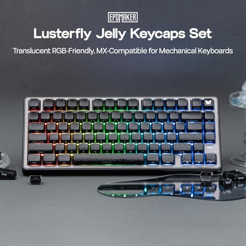 EPOMAKER Lusterfly Jelly キーキャップセット 123キー ダブルショットレーザー刻印 MDAプロファイル ABS+PC 非透過 MX互換 61/68/84/87/98/100/104キー メカニカルキーボード用 (Black)