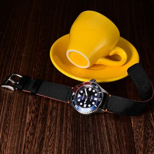 Image of WOCCI Nylon Watch Bands, Contrast Woven Design, Quick Release, Stainless Steel Buckle, Band Width 20mm 22mm 24mm 26mm
