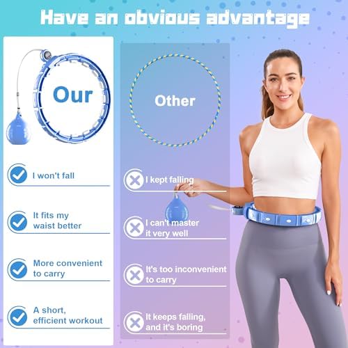 Cozylady Smart Weighted Workout Hoop for Adult Weight Loss,Waist Fitness Circle with Ball, Silent Hoop with 20 Adjustable Links,Exercise Belt & Measuring Ruler-Abs Exercise Equipment for Home 5 51OupjKBFwL. AC