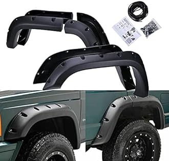 CROSSDESIGN Fender Flares Compatible With 1984-2001 Jeep Cherokee XJ 4 Door Sport Utility(Not fit with Side Skirts(Ground Kits)and Body Modifications Models)Textured Wide Guards Pocket Riveted Style