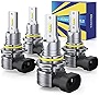 HONCS 9005 9006 LED Headlight Bulbs, 300% Brighter Wireless LED HB3 HB4 High/Low Beam, 6500K Cool White LED Conversion Kit