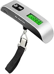 Balança Digital Portátil de Mão Até 50kg Com Alça Trava para Bagagem Pesca Visor LCD Iluminado Função Tara Auto Desligamento Gancho em Aço Inoxidável Compacta Leve Ideal para Viagens Premium