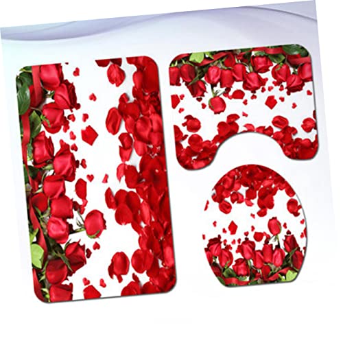 HANABASS 4-Teiliges Badematten-Set Teppich Badezimmermatte Duschvorhang Toilettenmatte Toilettenbodenmatten-Set… – Bild 7