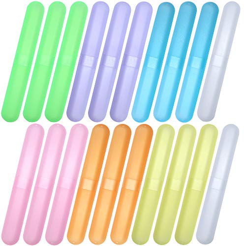 20 Pack Travel Toothbrush Case, Plastic Portable Toothbrush Holder for Traveling, Camping, Business, Home, School. Multi-purpose Dust-proof Tooth Brush Container.