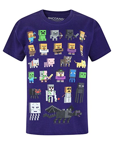 Minecraft Camiseta de manga corta para niños con personajes de Sprites color morado, Púrpura, 7-8 Years