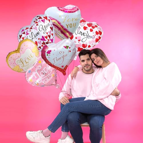 Image of Festiko Heart-Shaped Foil Balloons For Valentine's Day, Love Celebration Balloons, Pack of 6, Multicolor