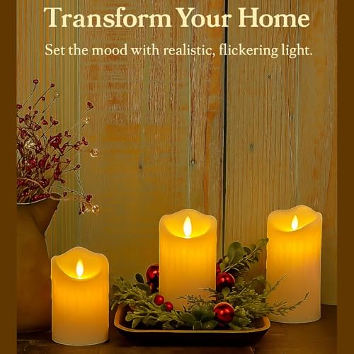 Image of coku Dripping LED Pillar Candles Set of 3 | Flameless Smokeless Battery Operated Realistic Flickering Warm White Lights | Smooth Ivory Candles for Home Decor, Diwali, Christmas & Gifts