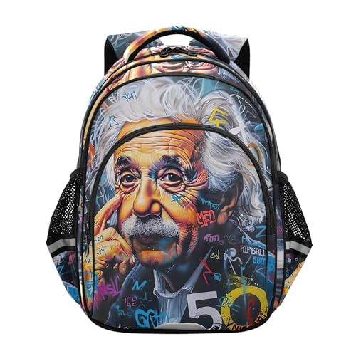 Joisal Kids Backpack Girls Student Back to School Bag Cute Bookbags Kindergarten Boys Backpacks Cartoon Einstein Colorful Portrait Print Small