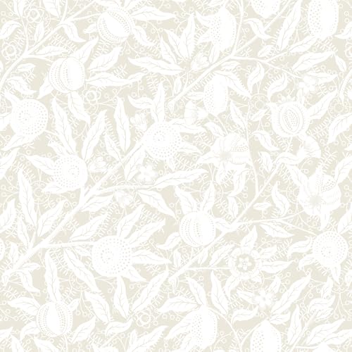 VEELIKE Papel Pintado Flores Crema Boho Frutas Papel Pintado Hojas Beige Cremoso Granada Floral Vintage Fotomural Decorativos Pared Dormitorio Decoración Salón Revestimiento Pared 44,5 cm x 300 cm