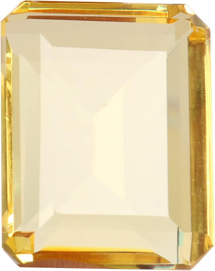 REAL-GEMS Beautiful Yellow Citrine Emerald Cut Faceted Translucent Citrine Loose Gemstone 130-140 Ct. Approx