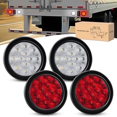 GOOACC 4Inch Round Trailer Tail Light 4PCS 12LED Surface Mount