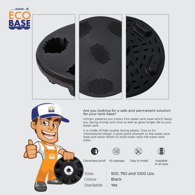 Image of Eco Water Tank Base Heavy-Duty Water Tank Base Stand for 750 Liter Tanks | Anti-Slip, UV-Resistant, Durable Plastic Tank Support Platform | Prevents Dampness, Fungus & Floor Damage-