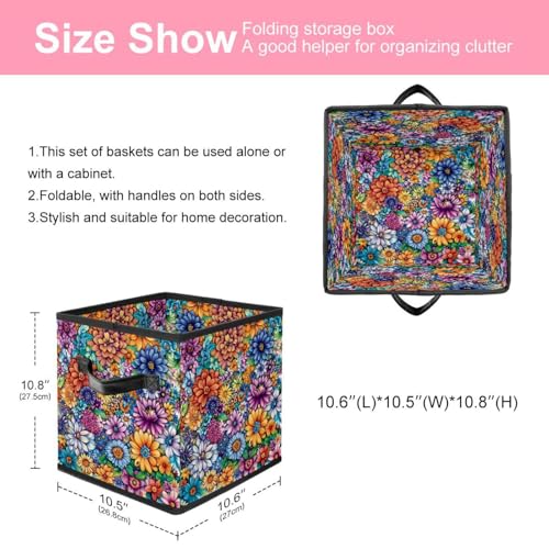 Boîte de rangement florale pliable pour étagère de chambre - 3