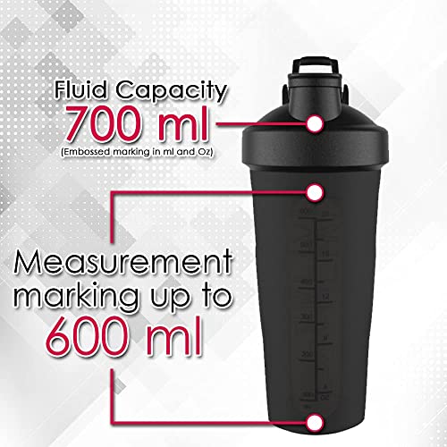 Image of Gym Protein Shaker Bottle with Wrist Supporter - Ideal for Exercise, Workout, Weight Lifting, Crossfit, and Powerlifting - Includes Thumb Loop Gym Wrist Band (2-in-1 Set)