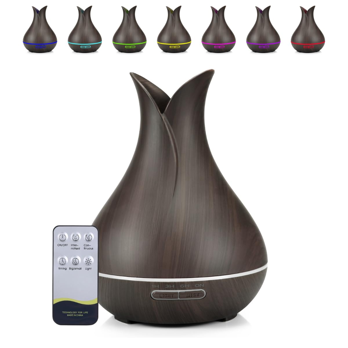 Difusor Aromático Ultrassônico com LED – Umidificador de Ar Silencioso com Desligamento