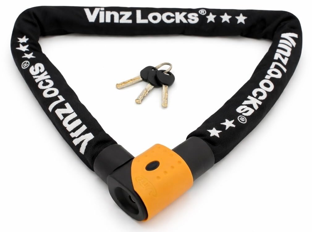 VINZ Jannu Kettenschloss ø10mm | ART 3 Zertifikat | Schloss für Roller E-Scooter Motorrad Moped E-Bike & hochwertiges Fahrrad | sicheres Rollerschloss Motorrad Kette | 100-200 cm (150cm)